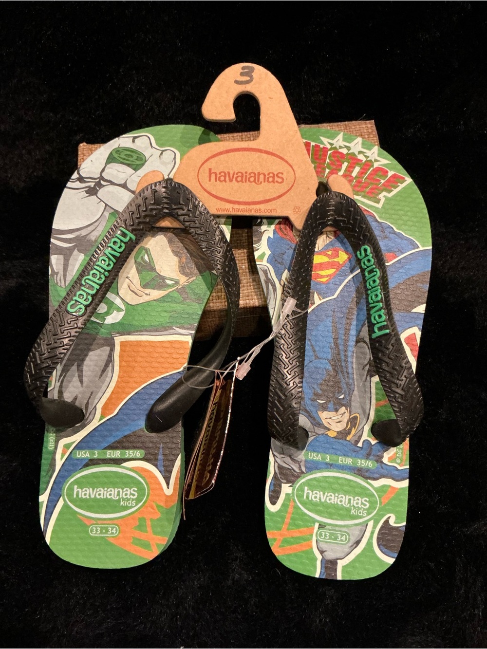 Havaianas Kids Green and Black DC Comics Flip Flops